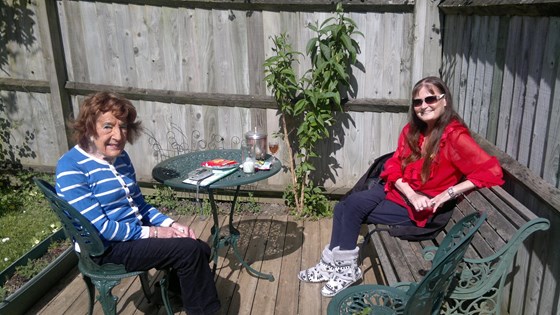 Sheila wanted a glass on the decking after her illness en route to Rebecca's - They both loved this 