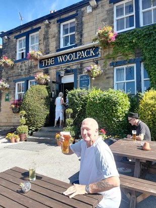 pete enjoying a pint at the woolpack 