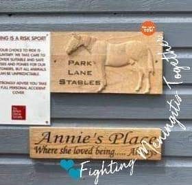 Annies plaque moved with Park Lane Stables to Petersham