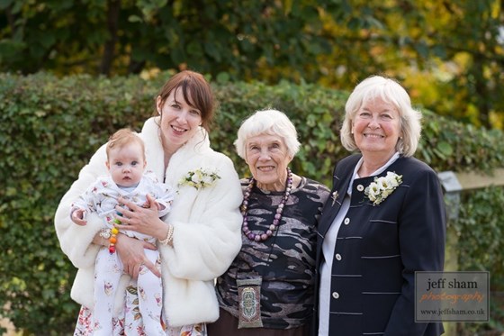 Four generations - Mary, Marnie, Melanie, Lara - Blessing of Melanie, Daniel and Lara, 2016