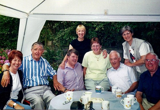 Tony with (from left), Margaret, Alex, Keith, Jackie, Terry, Pat and John