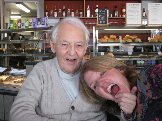 Tony and me being silly at the cafe in West Bay
