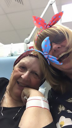 this is my brave mum at chemo day??we stayed positive as best we could