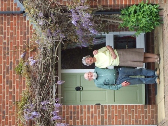 David and Valerie under the wisteria at Alwyne Close in  2014