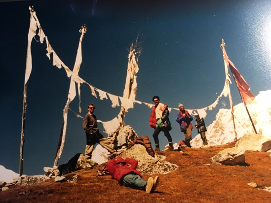 Senan 1989 Nepal treekking in the Himalayas  - Langtang Valley- Tibetan prayer flags