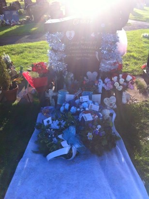 connors xmas flowers looks so beautiful we miss you son <3