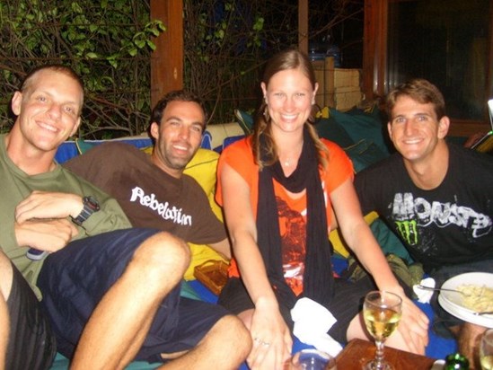 Dinner in Bali. From Left to Right: Jeff Rice, me (Jett Russell), LQ, and Steve Piro