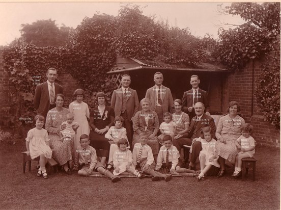 Baggott family photo from 1932. David is the baby on the left hand side.