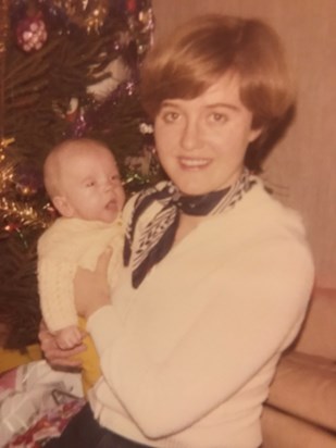 With baby Simon, Christmas 1977.