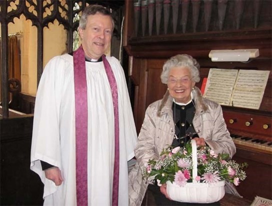 Beryl honoured by the Bishop - John Fulton for her services to the Church 1991  