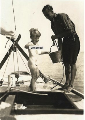 John and his Father, Henry, aboard Wild Duck