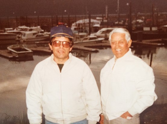 Dad and Son (Bob and Mexi) at the harbor in Wrangell