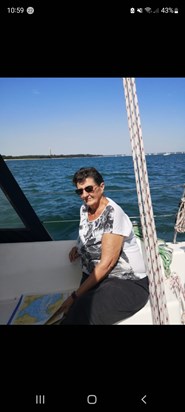 Mum enjoying the sun on the boat