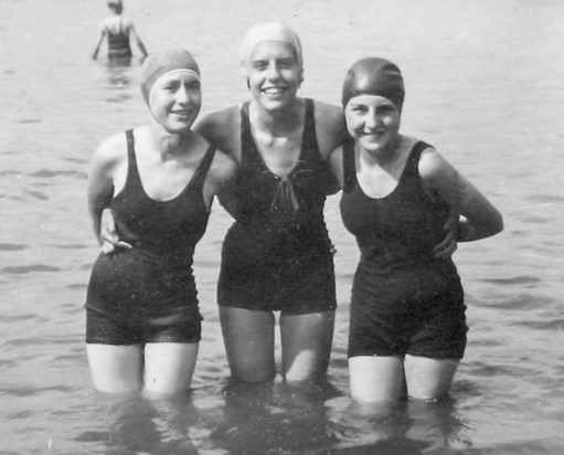 The three bathing belles at Weston-Super-Mare: Peggy, Stella and Esmie (L-R)