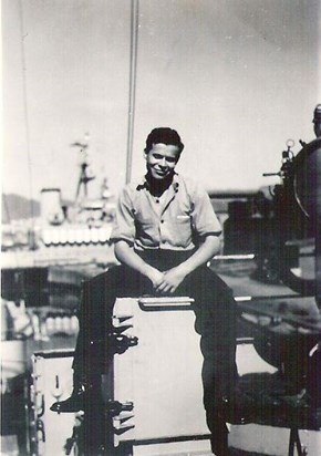 1950, Hong Kong harbour, swanking about in his new seaboots!