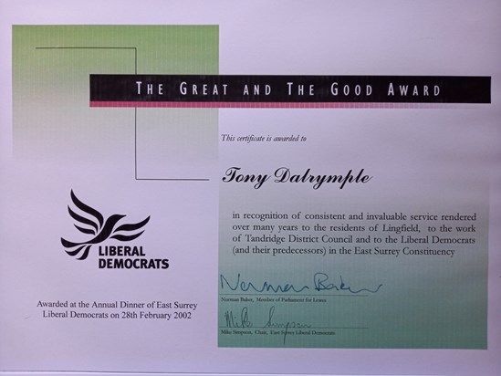 Liberal Democrats Award - 2002
