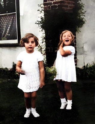 Doreen (4) with Hazel (3) bridesmaids.  The Handy Shop Kelvedon Hatch. Picture from Hazel x 