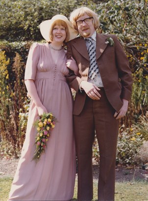 1975 with sister, Ann, at her wedding.