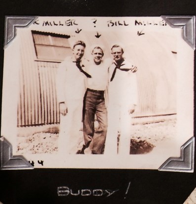 Grandpa Bill in the Navy with 2 buddies