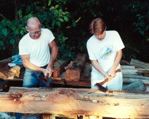 Carving fence posts with Dad