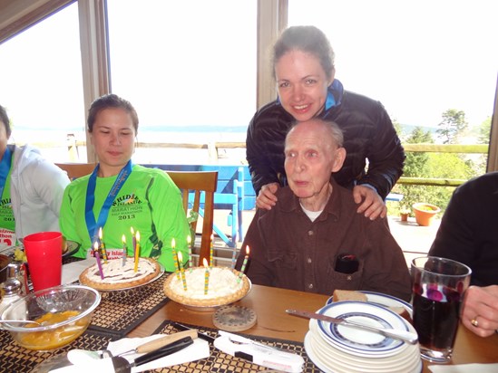 Happy Birthday, Grandpa Bill, after Bryn's half marathon