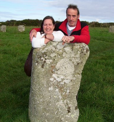 Me and Steve at the merry maidens standing stones in Cornwall 