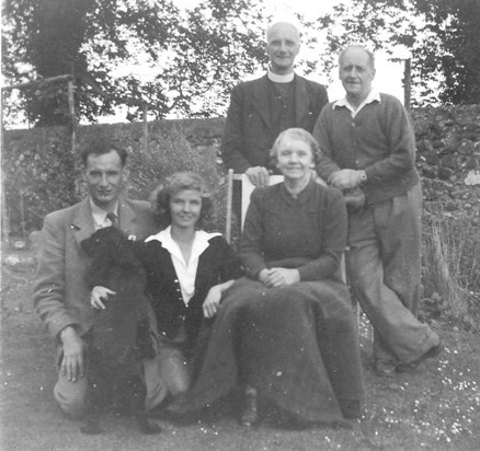 Donald, Eileen, Sooty, Eileen's parents, and Donald's father.