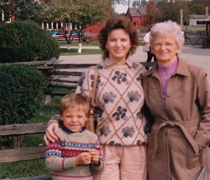 Tony, Kathy and her mom, Gertrude Kalin at Amish Acres, IN