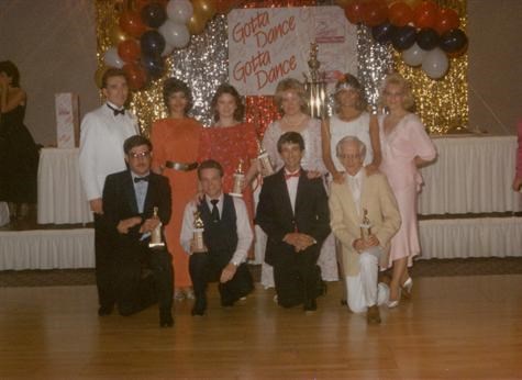 At Arthur Murray Dance Studio - Kathy (standing) 3rd from left, Barry (kneeling) second from left