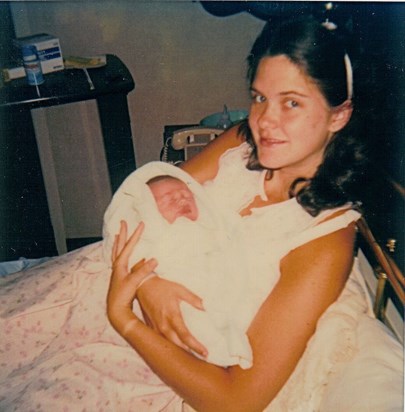 1983 Robyn at Eden Hospital with Baby Kyle