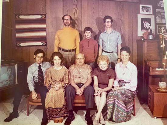An old family photo - Mickey, Tony, Ben (top row); Grandma Sheree (right) with her family (bottom row)