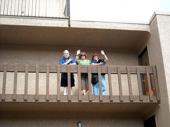 B'day 70 - Mike, Patricia, niece Mary on M&P's balcony