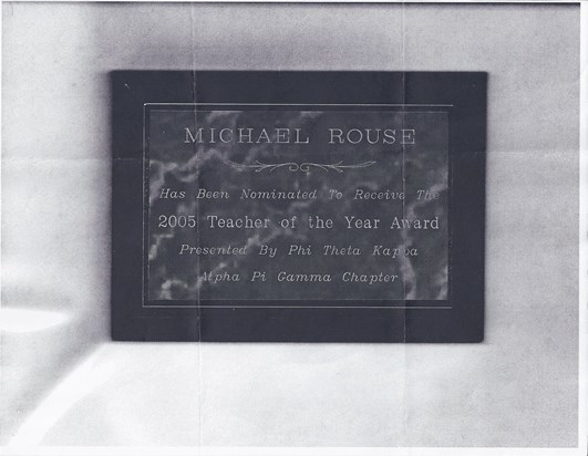 Teacher of the Year Commerative Plaque 