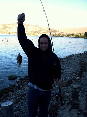 Been fishing since he was 2 years old - Size of this fish has not changed but I still caught it