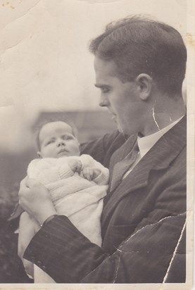 Pauline with her father aged 10 weeks