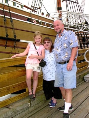 Destiny, Gram & Geoff Beside The Mayflower II (Summer 2008?)