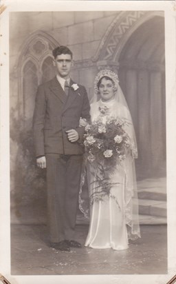 Basil James and Ida Hastie on their wedding day 17 December 1938