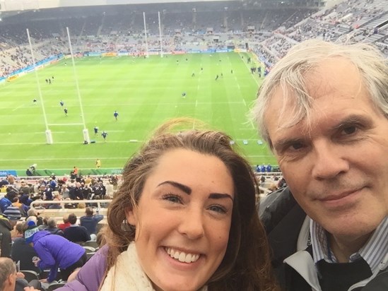 Simon and Rhiannon at the rugby 