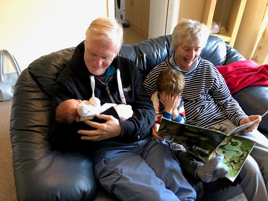 Simon and Margaret with two grandsons Levison (R) and Harrison (L)