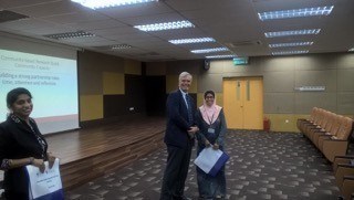 Prof making a presentation at Newton workshop in Malaysia