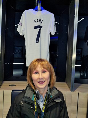 Nora By Son's shirt her favourite current player, C.  Eriksen, G. Hoddle, G Mabbutt, Little Oz, Gazza , David Ginola,  Harry and  J. Klinsman amongst her favourites 