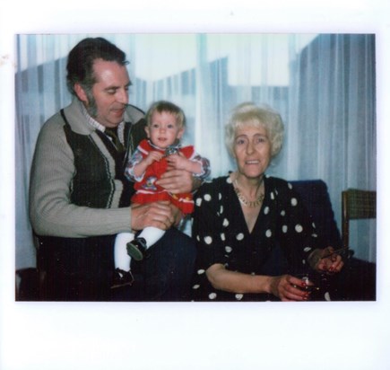 Grandad, Nan, and a very young Sam!