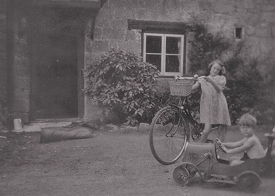 Sheila with her Mum's bike1942