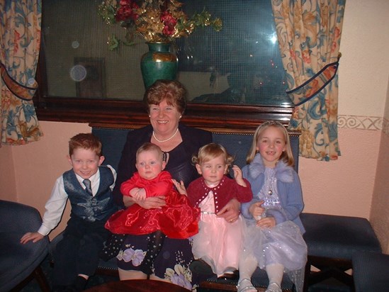 Nan in 2002 at the Wycliffe with us grandchildren