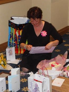 Carol surrounded by gifts from those who loved her - 18th June 2010