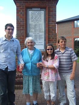 Mum,Loui, Nancy & Elliott at John's Memorial, Bluecoat School,Sonning, Nr.Reading