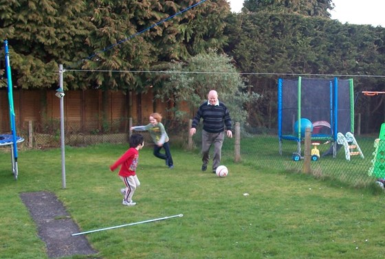 playing football with the grand kids 