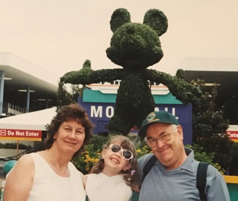 Grandad, Gran and Eden at Disney World, Florida in 2000