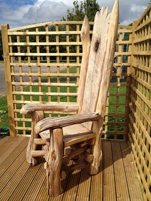 Wills Story tellers and reading chair. We had this made in memory of Will for Woodlands Junior Sch
