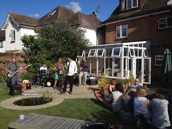 The Marrables  'banging out some tunes' in our back garden, Sat 7th Sept. The band refused petrol mo